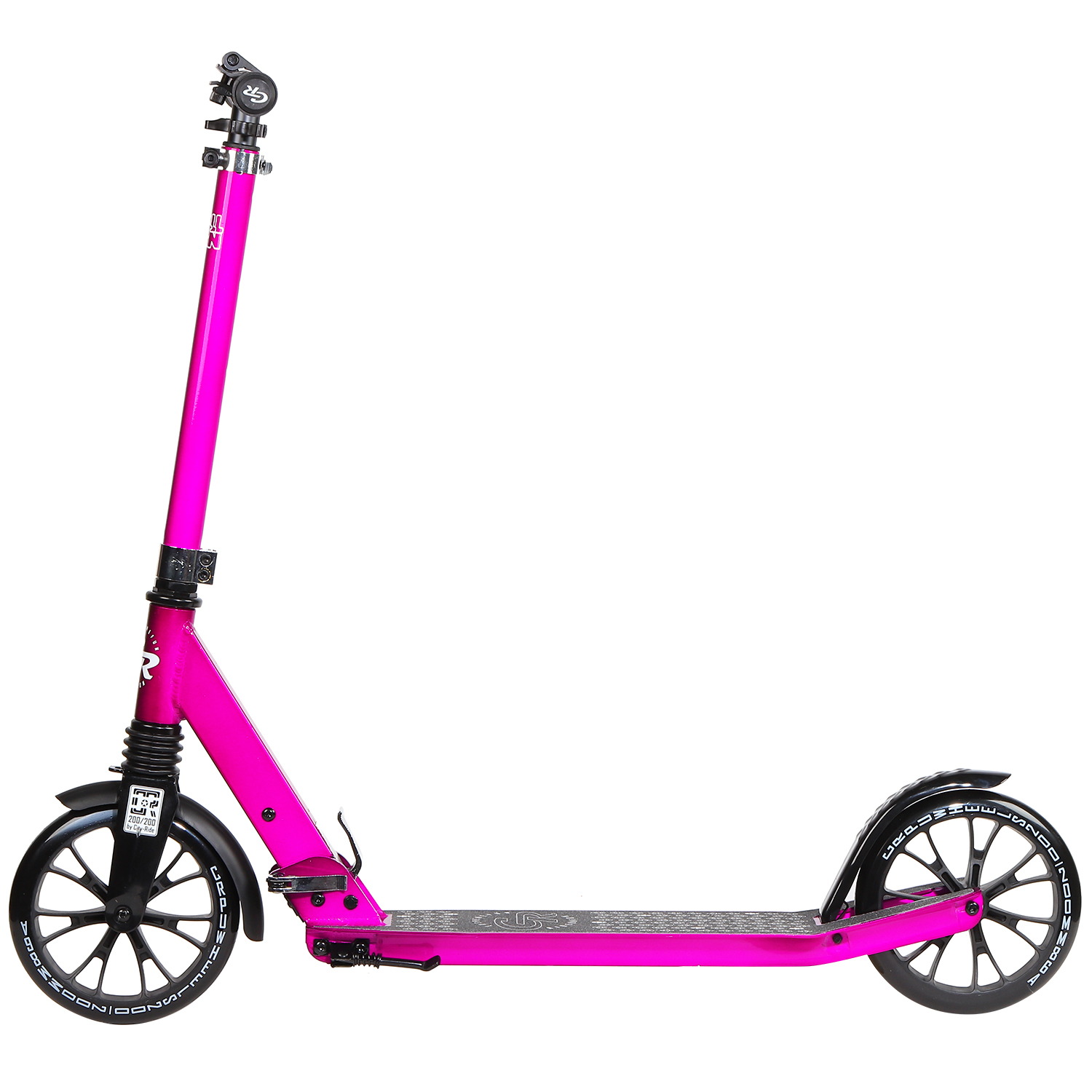 Самокат 2-х колесный City-Ride фиолетовый колеса 200/200 дека 57*13см,складн,поднож,амор