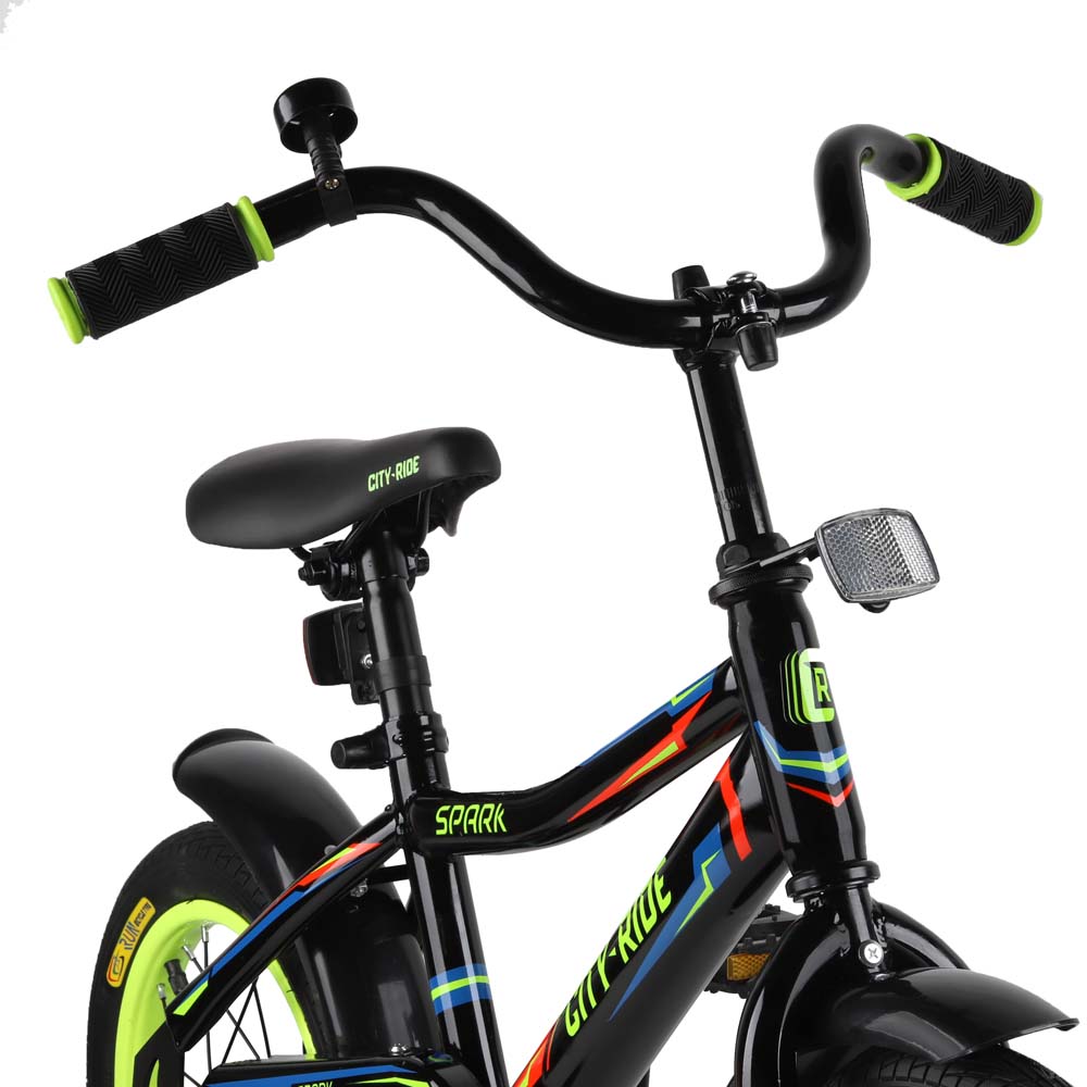 Велосипед 14" City-Ride Spark черный рама сталь, крылья пластик, страх.колеса