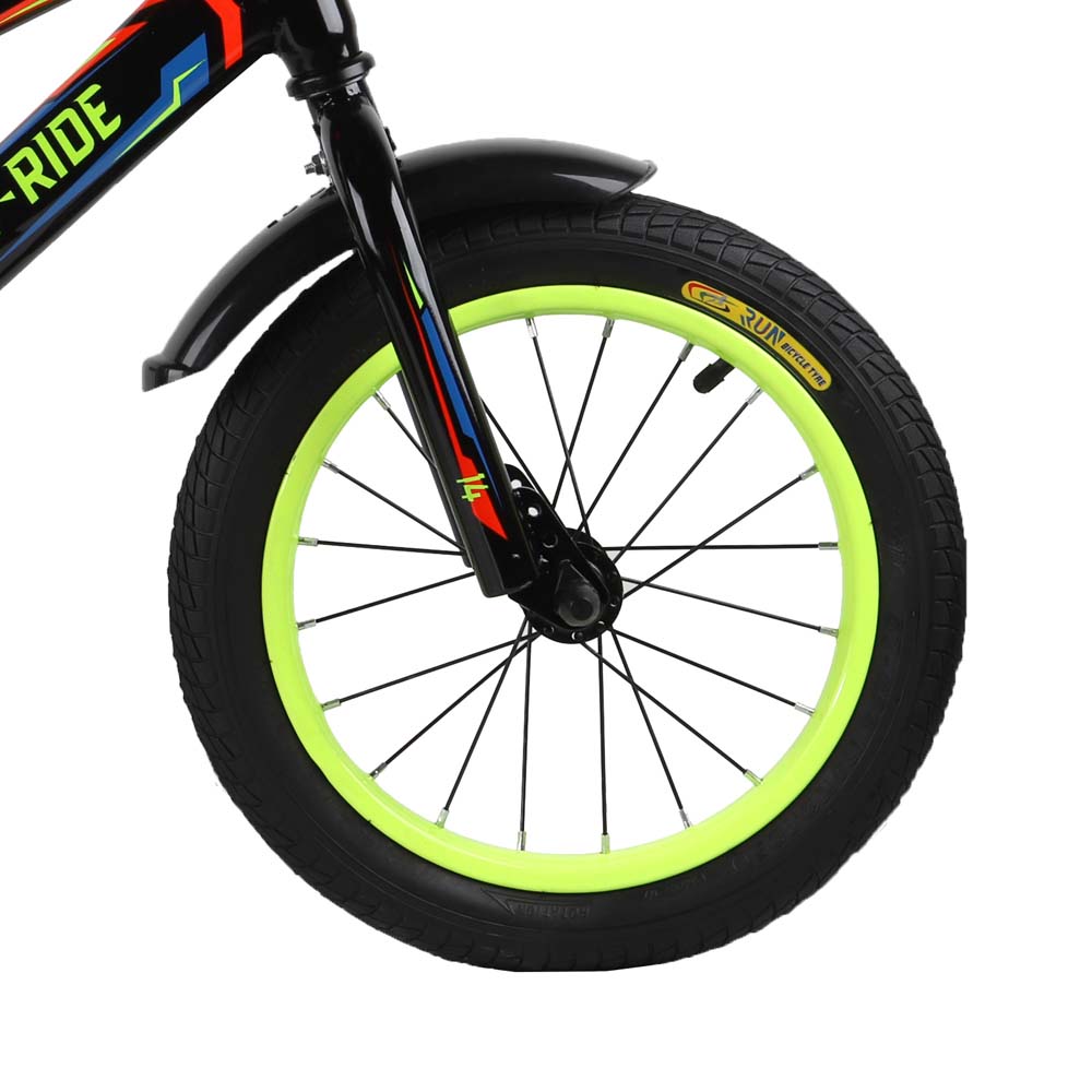 Велосипед 14" City-Ride Spark черный рама сталь, крылья пластик, страх.колеса