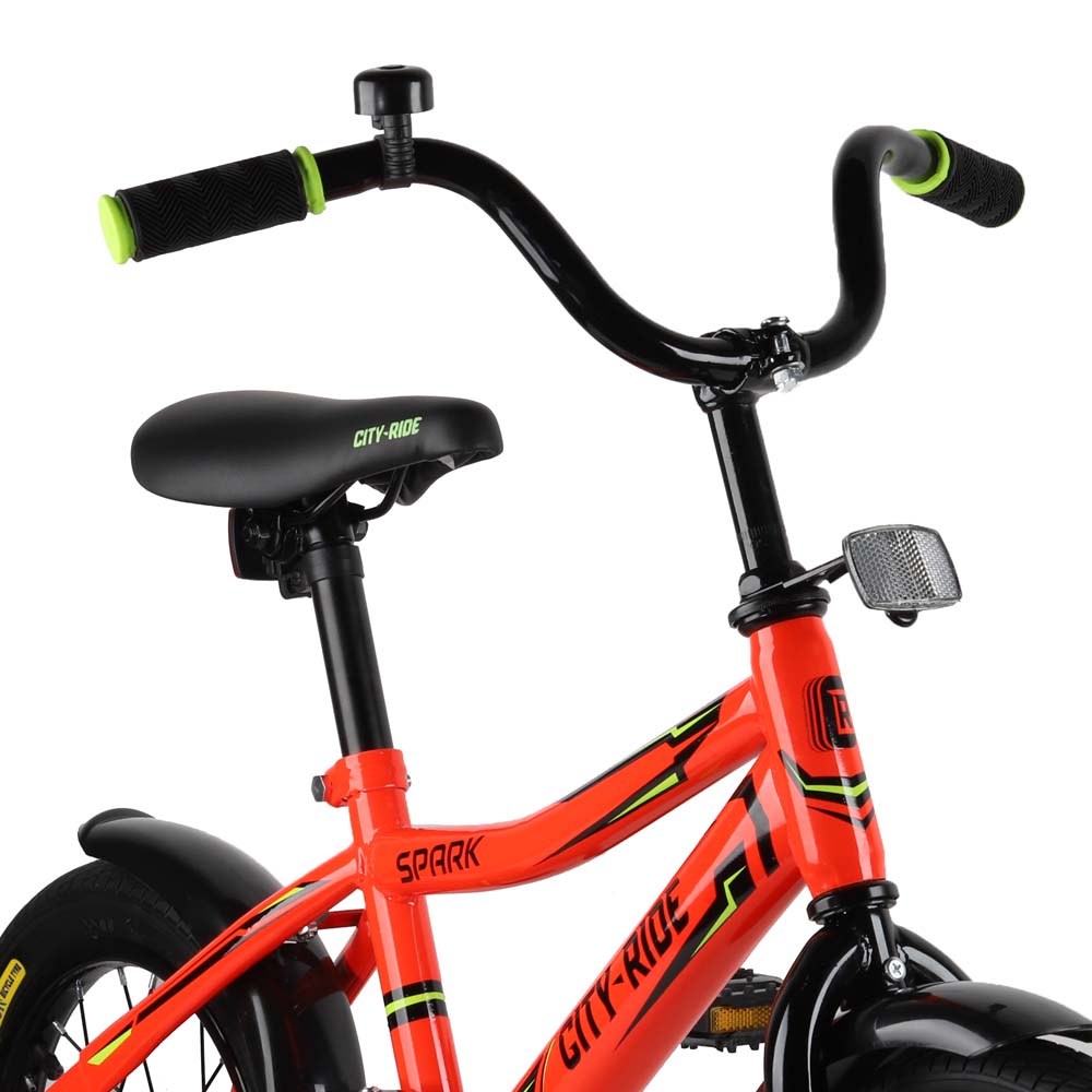 Велосипед 14" City-Ride Spark красный рама сталь, крылья пластик, страх.колеса