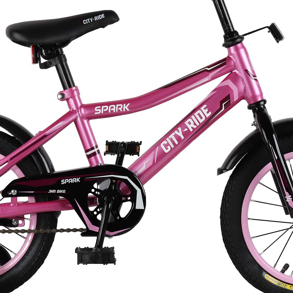 Велосипед 14" City-Ride Spark розовый рама сталь, крылья пластик, страх.колеса