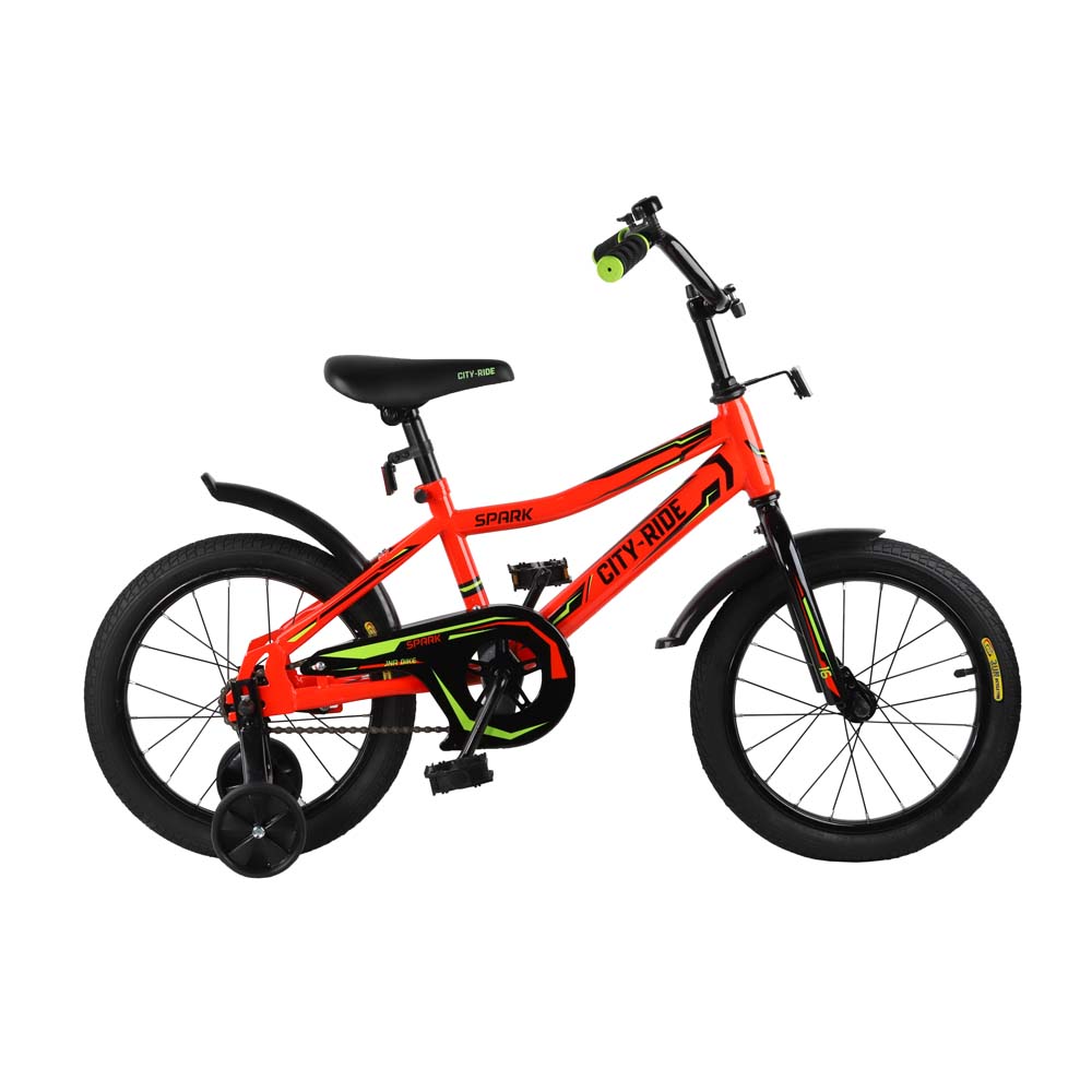 Велосипед 16" City-Ride Spark красный рама сталь, крылья пластик, страх.колеса