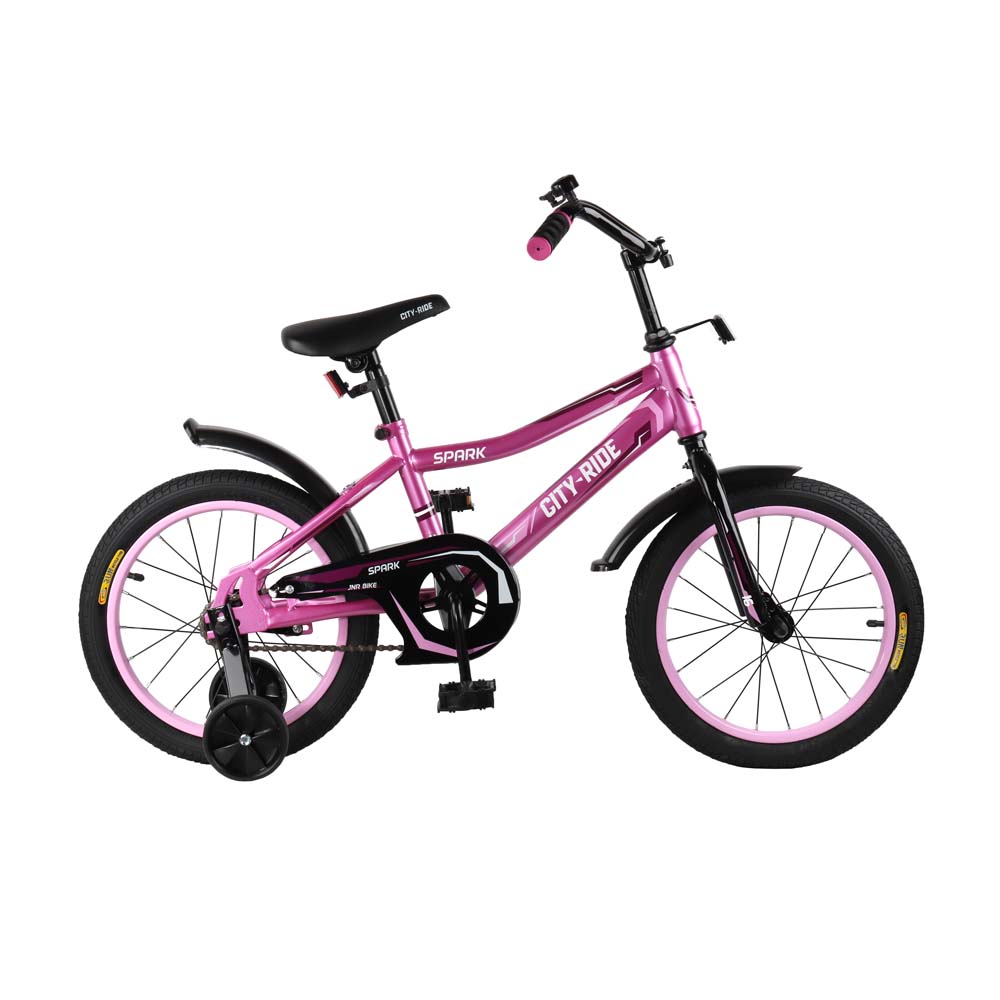 Велосипед 16" City-Ride Spark розовый рама сталь, крылья пластик, страх.колеса