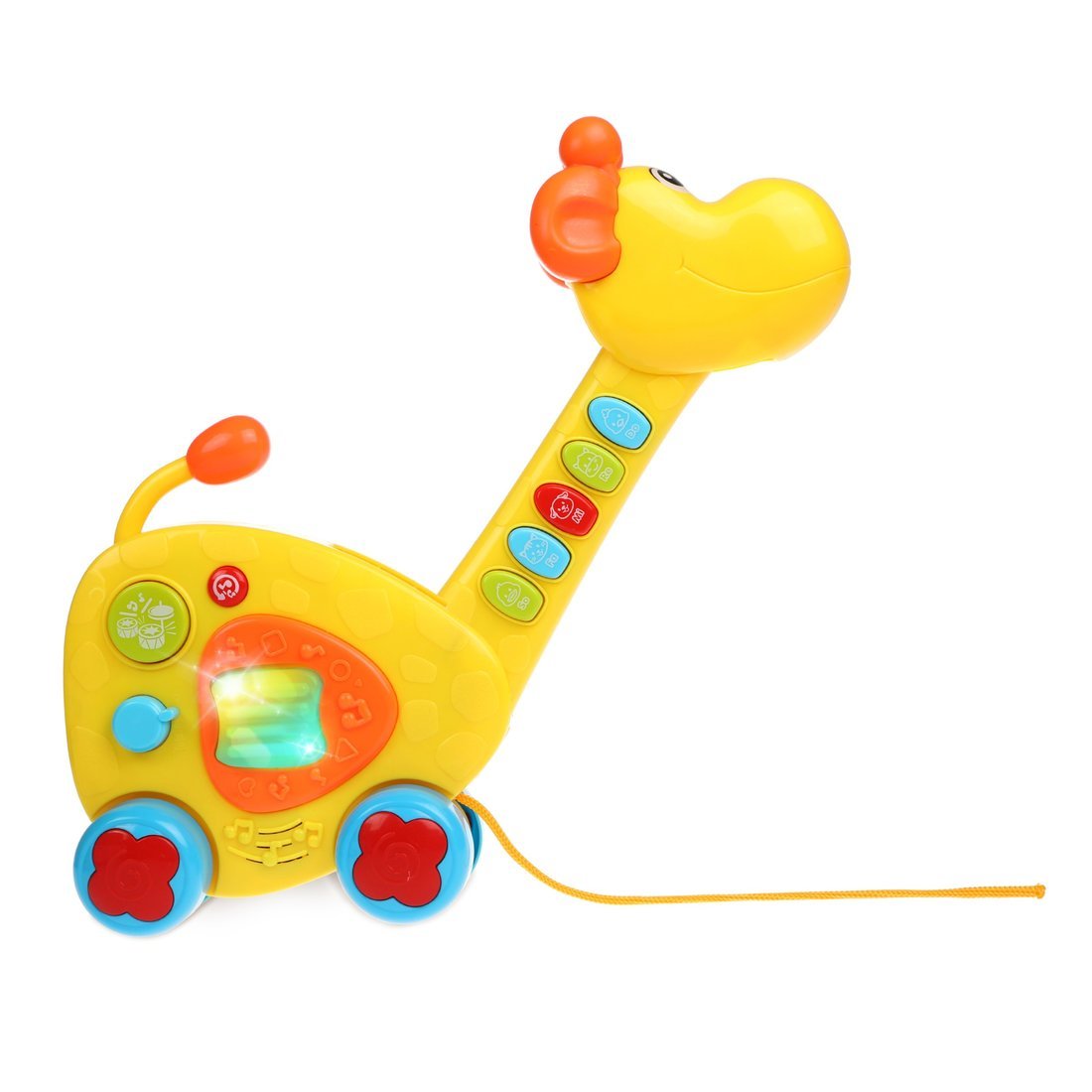 Музыкальная игрушка Веселый жирафик 2в1 гитара и каталка, музыка/звуки/свет