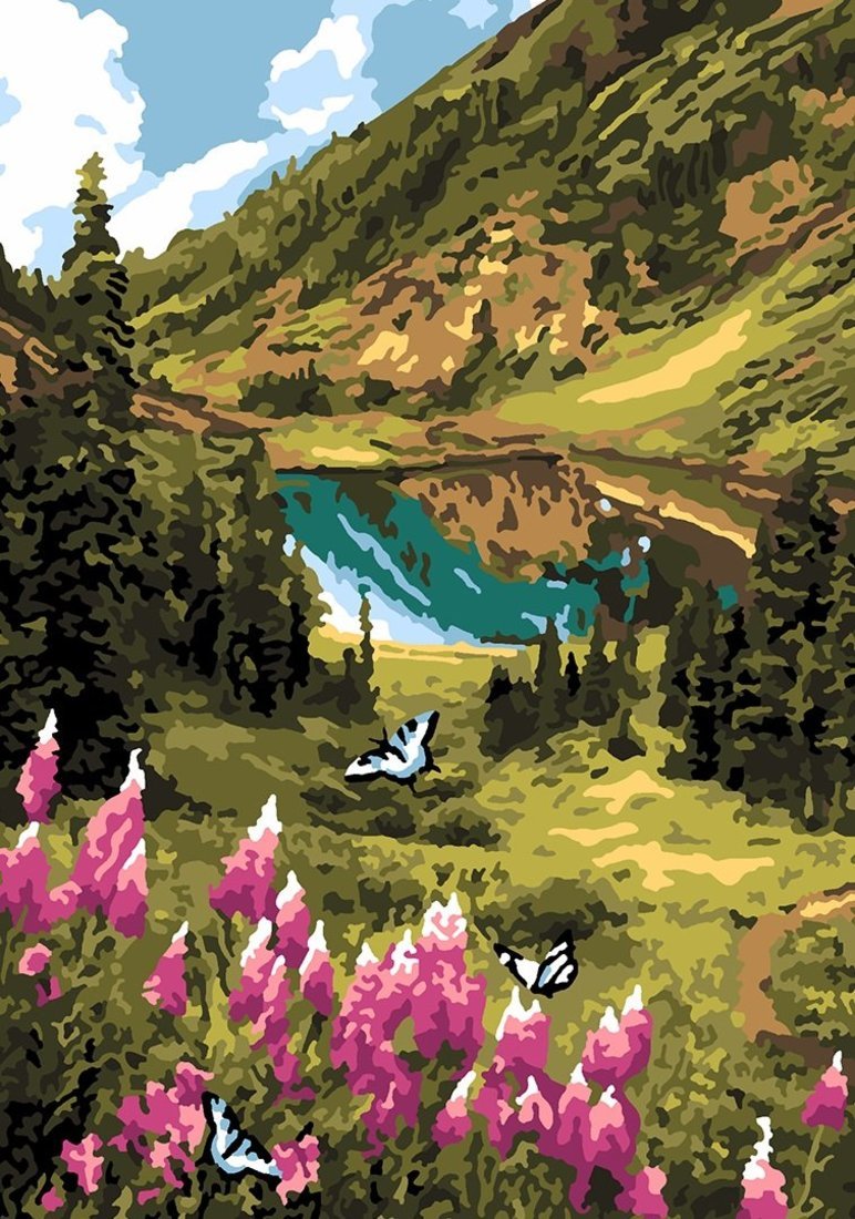 Картина по номерам Долина с бабочками 28,5 х 20 см