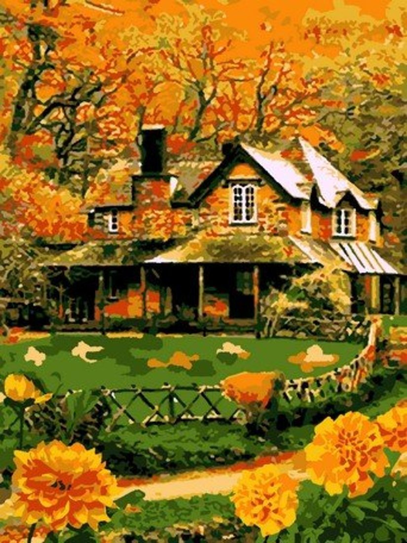 Картина по номерам Осенний домик 40 х 50 см