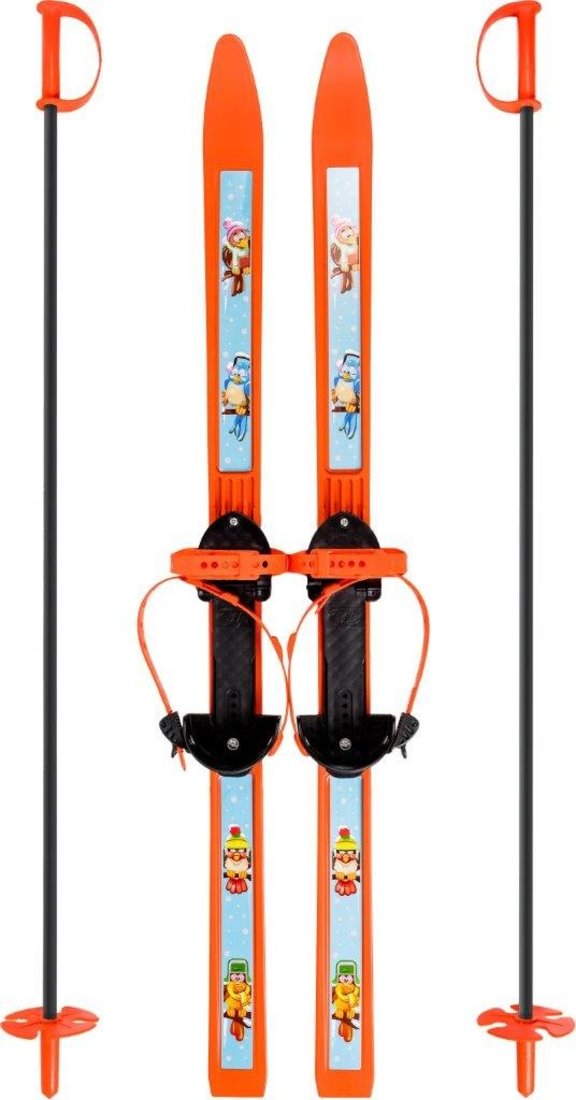 Лыжи детские Вираж-спорт унив.крепление Цикл с палками стеклопластик(100/100 см)