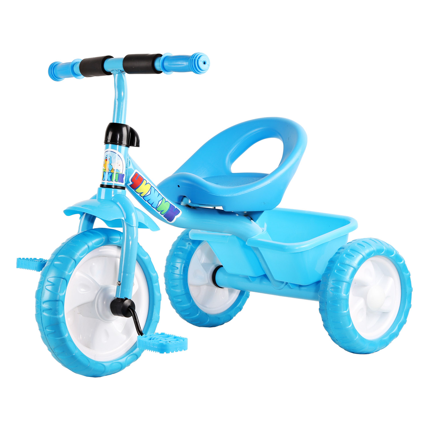 Велосипед 3 кол. Чижик колеса пласт. 10/8, корзинка сзади, голубой