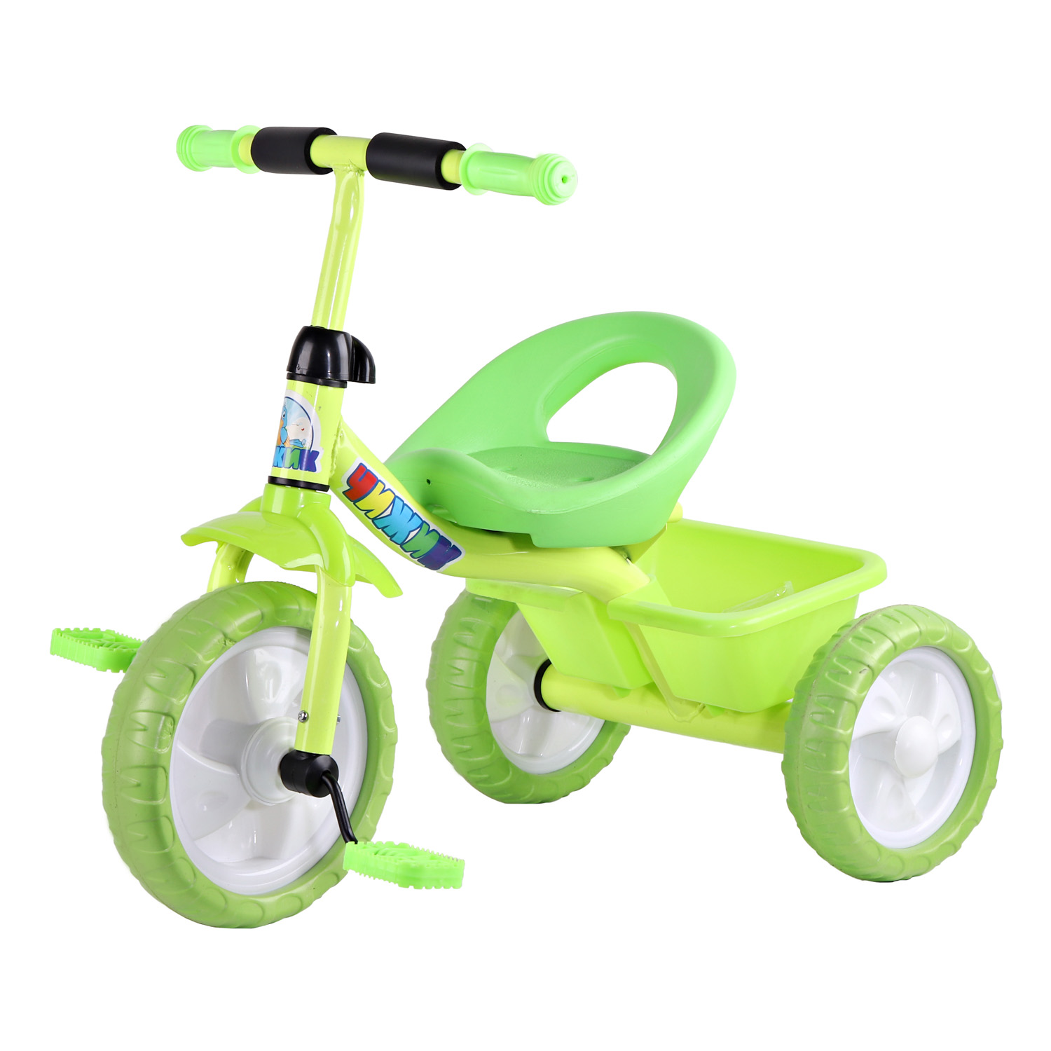Велосипед 3 кол. Чижик колеса пласт. 10/8, корзинка сзади, зеленый