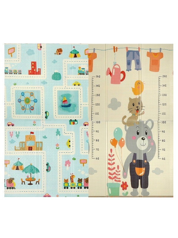 Развивающий игровой коврик для малышей Elefantino, двусторонний, складной, размер ковр 180*200*1см