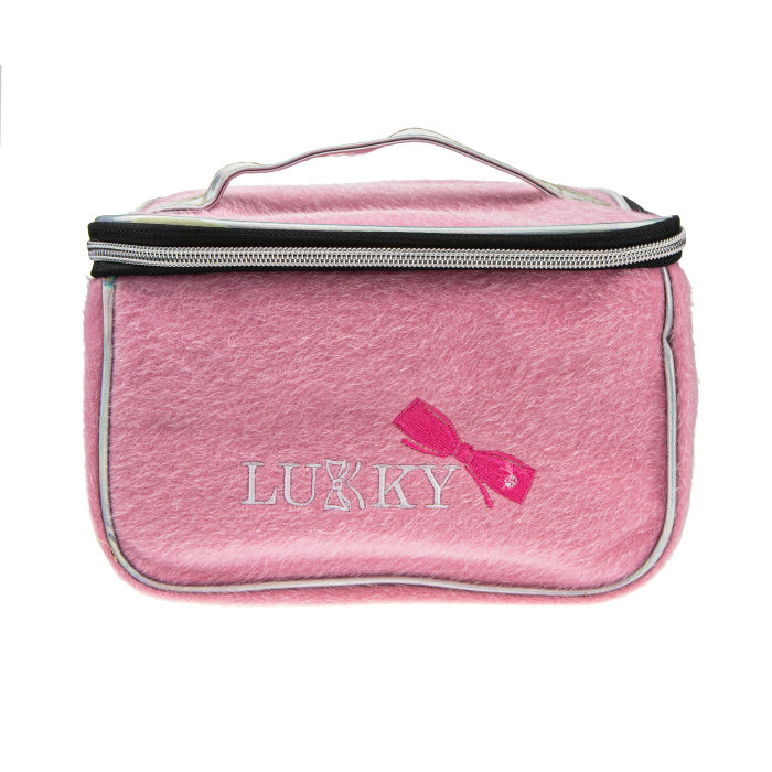 Lukky косметичка-чемоданчик Ворс розовая 23х16х13 см