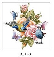 Набор для вышивания бисером 15*15 Птички в цветах (частичное заполн.,канва с рис)
