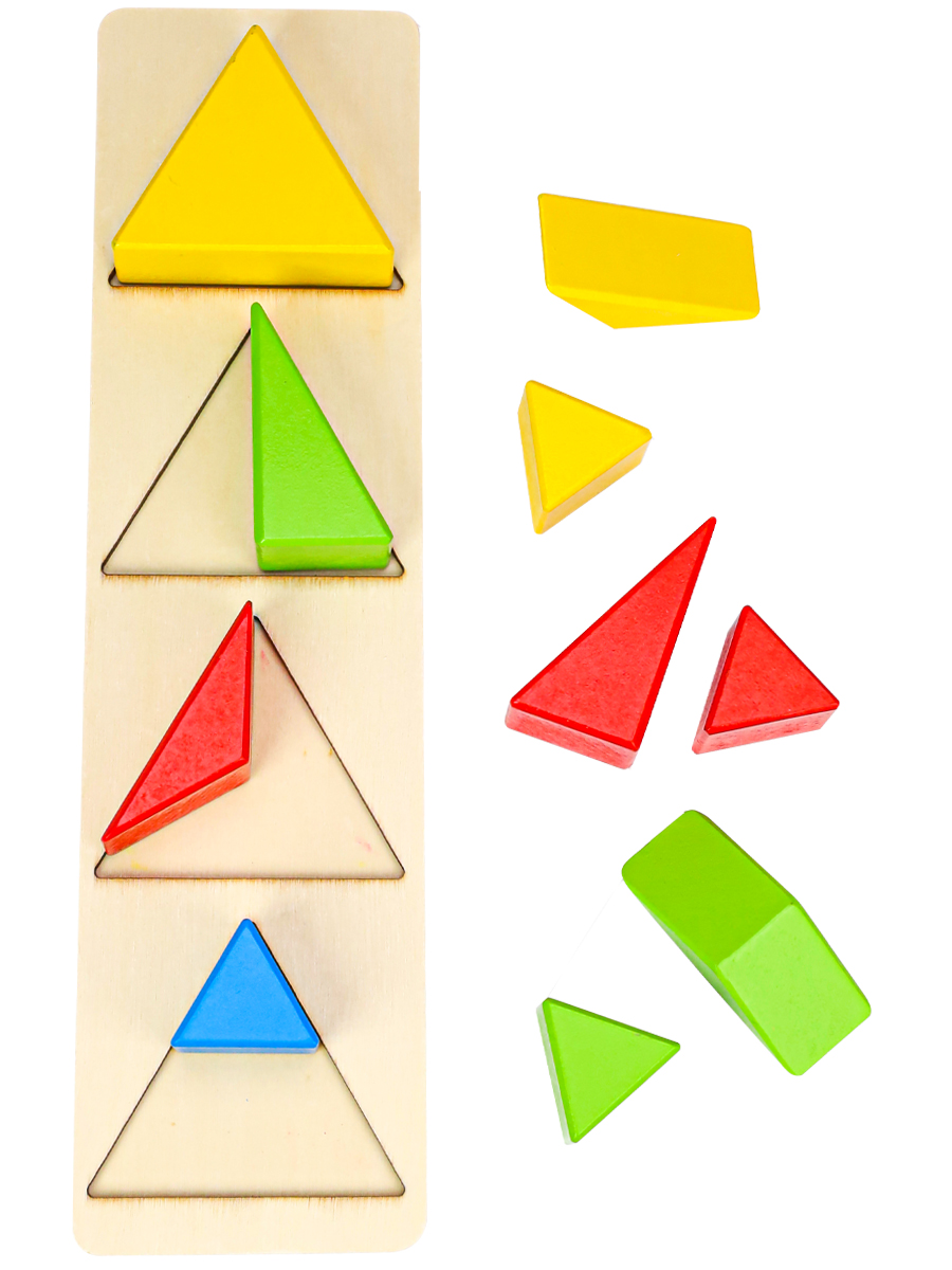 Деревянная игрушка Дроби Треугольники (30х8см) (в слюде)