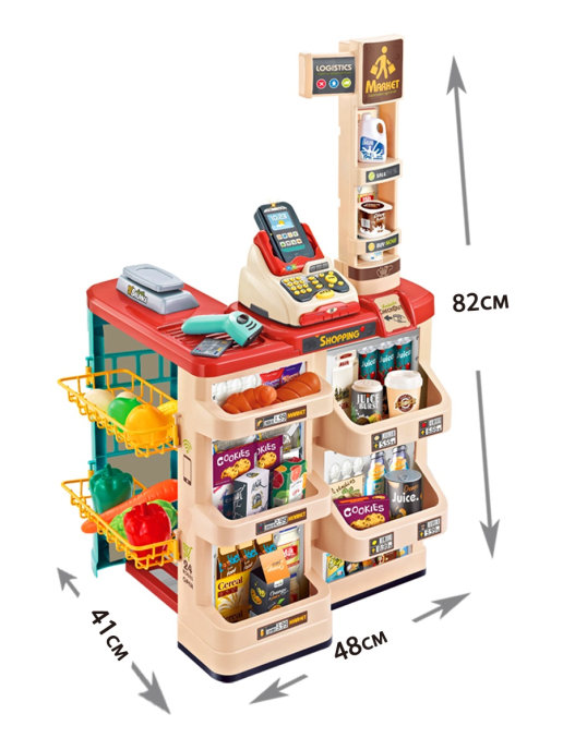 Супермаркет с тележкой и аксессуарами, со светом и звуком, на батарейках, в коробке 1002648