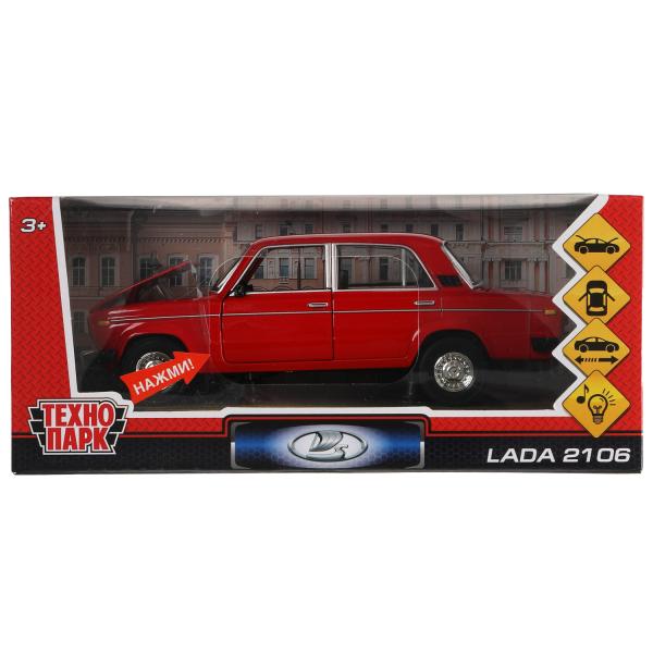 Машина метал. Технопарк LADA 2106 18,5 см, свет-звук,  дв., кап., баг., инерц., красный 321988