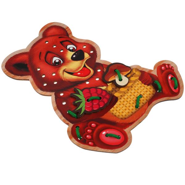 Игрушка деревянная шнуровка Медведь Буратино 306910
