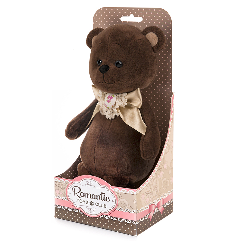 Романтичный Медвежонок с Бежевым Бантиком 20 см в коробке