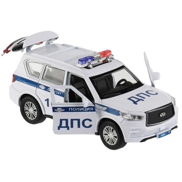 Машина метал. Технопарк INFINITI QX80 Полиция, 12,5 см, двери, баг., инер, белый, 326501