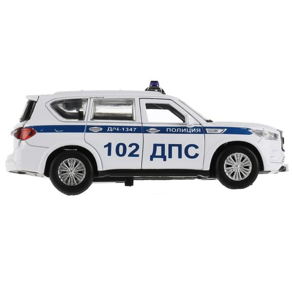 Машина метал. Технопарк INFINITI QX80 Полиция, 12,5 см, двери, баг., инер, белый, 326501