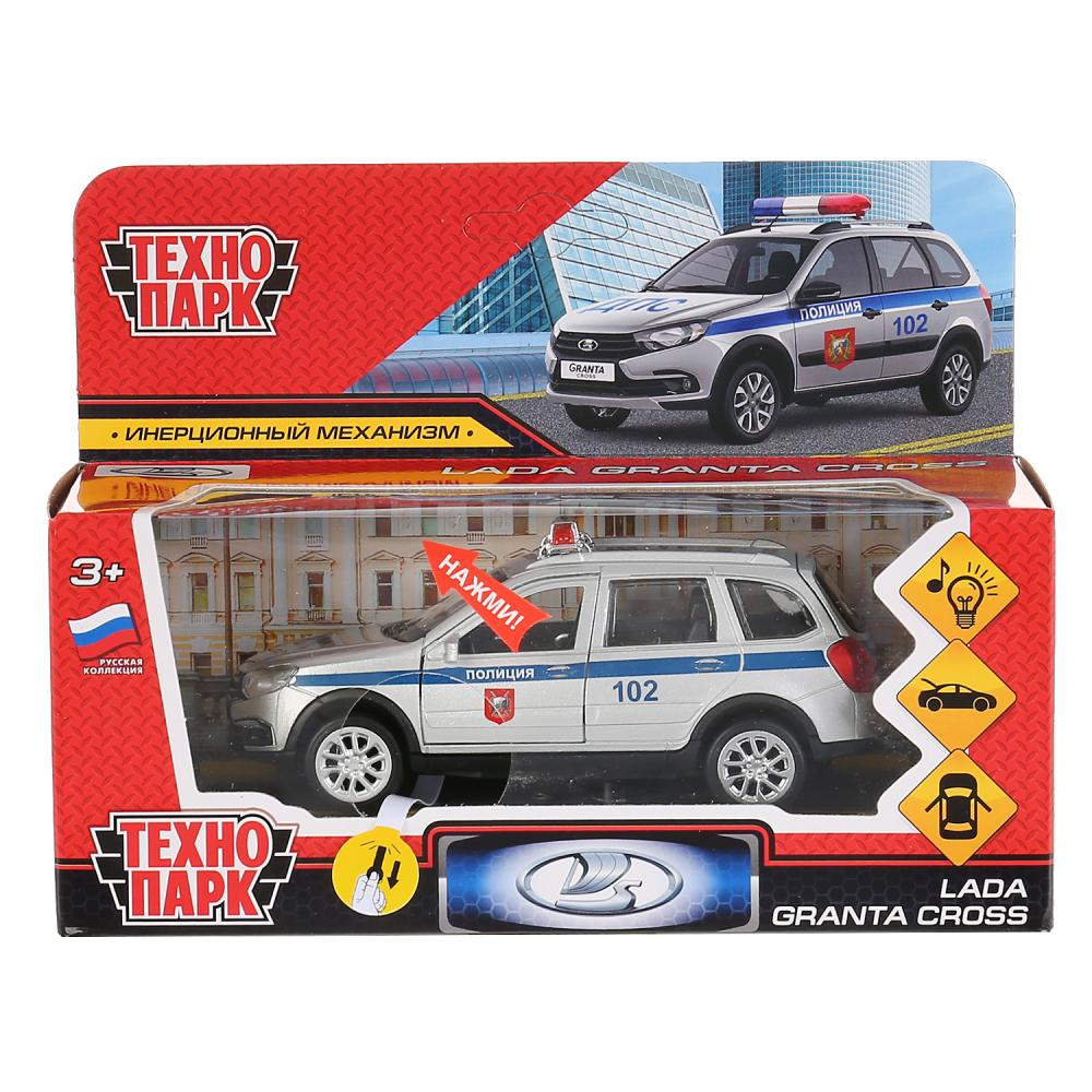 Машина метал. Технопарк Lada Granta Cross Полиция 12см двери, багажн, сереб. 299799