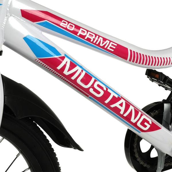 Велосипед 20" Mustang prime,nx-тип,задн ножн тормоз,плас крылья, звонок бел/роз/с 317227