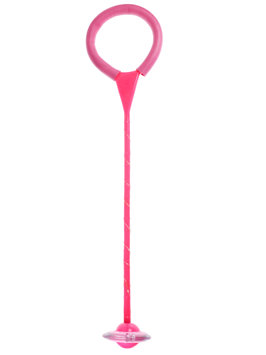 Нейроскакалка светящаяся розовая (63 см, PVC колёса и палка свет)