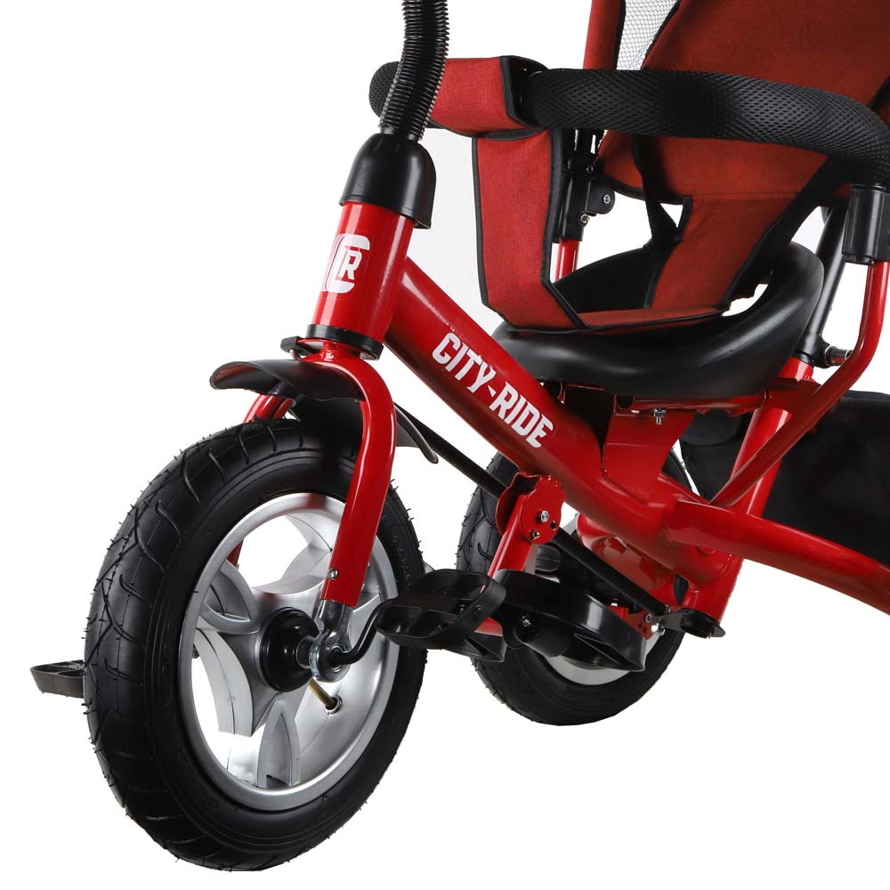 Велосипед City-Ride 3-х кол., красный, колеса надув 12/10, сид не поворот,бампер,фара