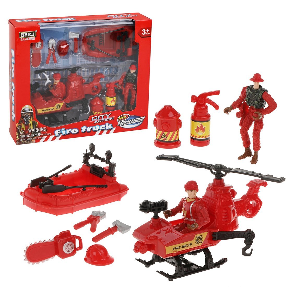 Игровой набор Пожарный 2 фигурки, 2 транспорта, аксессуары, кор.
