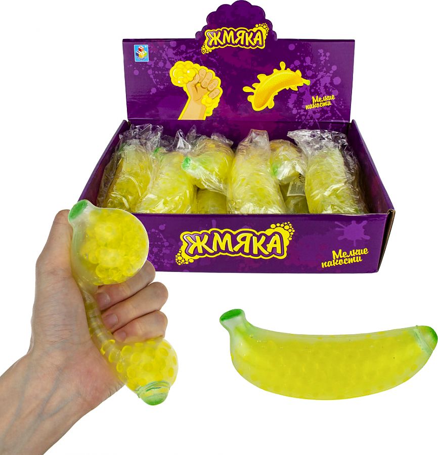 Жмяка банан с шариками 12,5 см /12шт.