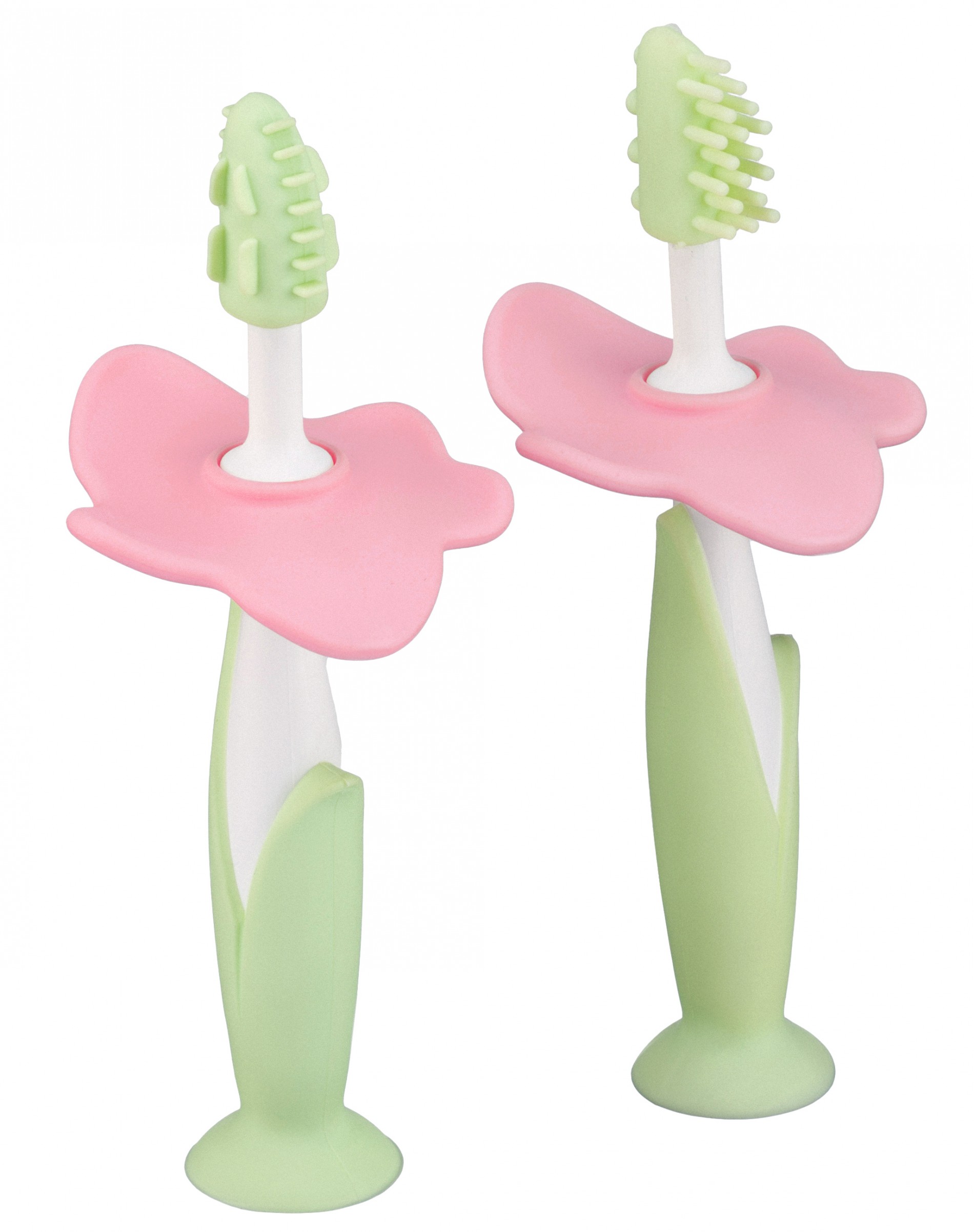 Набор: зубные щетки-массажеры для малышей (Цвет салатовый) Зуб.щетка+массажер+огранич