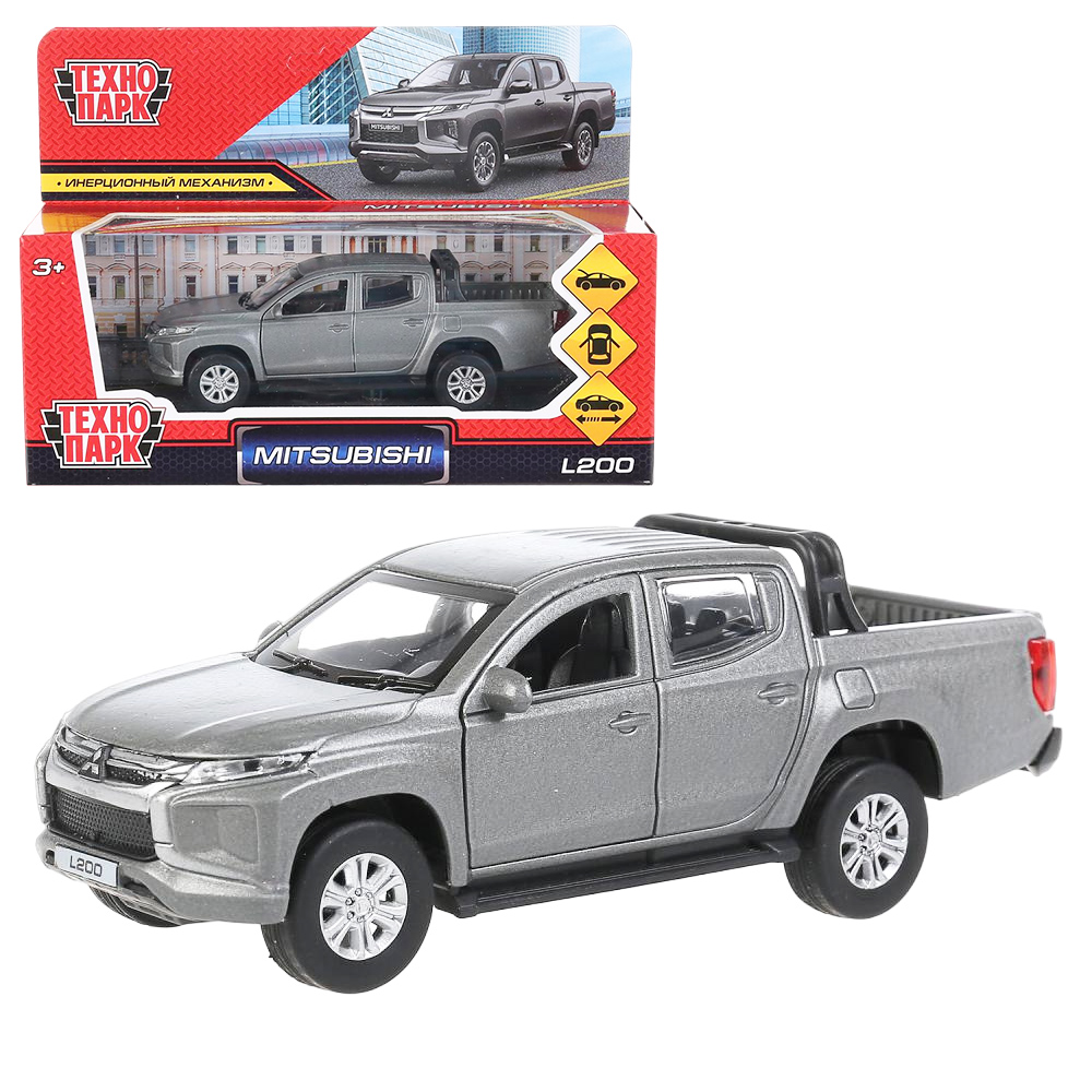 Машина метал. Технопарк Mitsubishi L200 PICKUP матовый серый 13см двери  303063