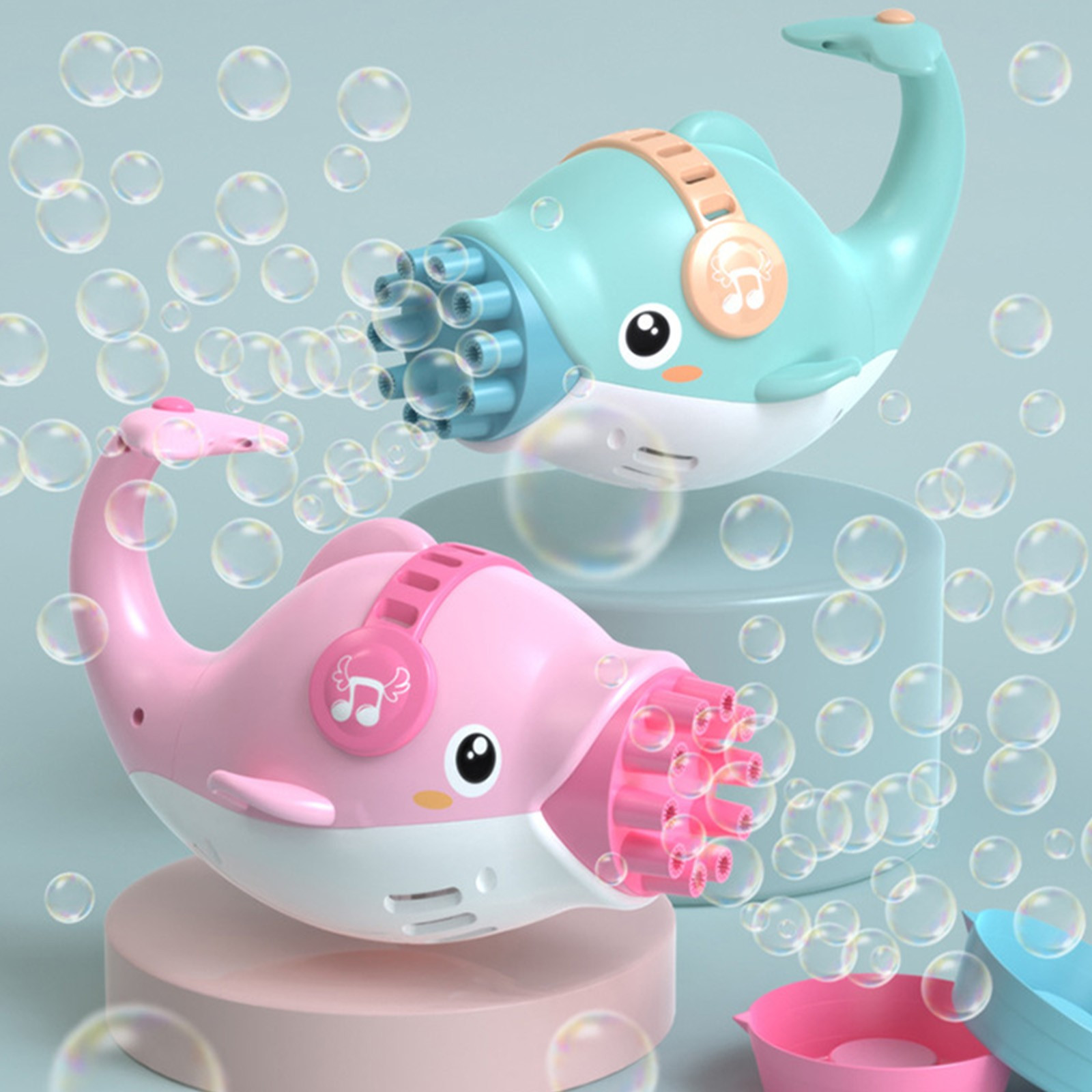 Генератор мыльных пузырей Дельфин 11,4×18,9×12,5 см розовый