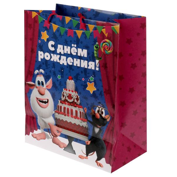 Пакет средний Буба 26*32*14см с днем рождения Чудо Праздник 335089