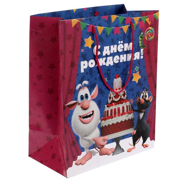 Пакет средний Буба 26*32*14см с днем рождения Чудо Праздник 335089