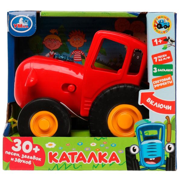 Музыкальная красная каталка Синий трактор 30 песен,загадок и звуков.свет. Умка 333935