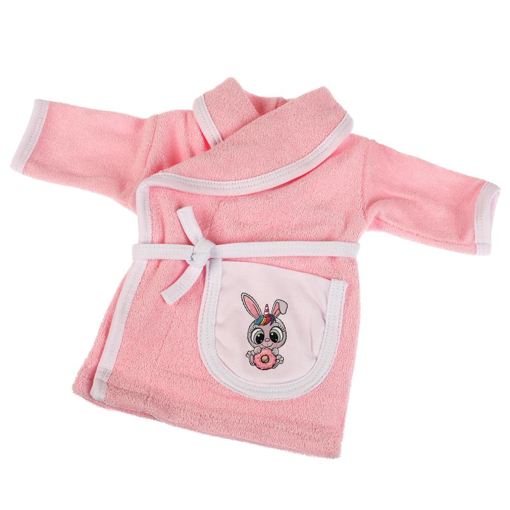 Одежда для кукол 40-42см розовый халат зайка Карапуз 334998