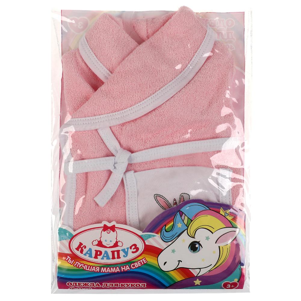 Одежда для кукол 40-42см розовый халат зайка Карапуз 334998