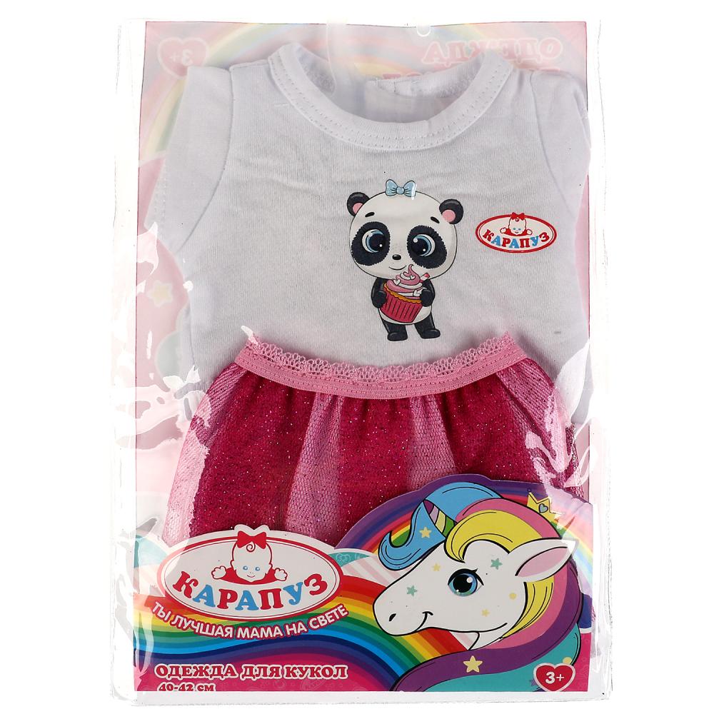 Одежда для кукол 40-42см костюм футболка юбка и лосины панда Карапуз 334992