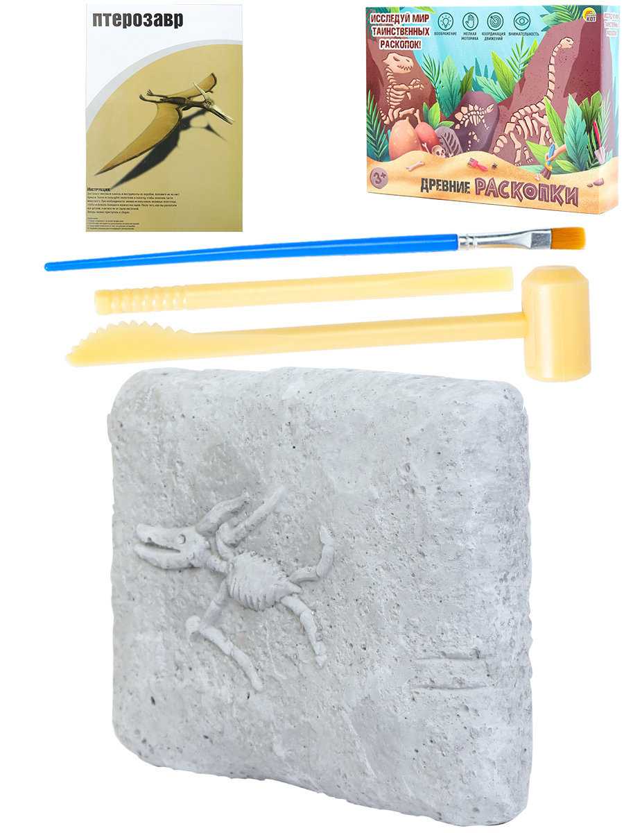 Набор археолога Птерозавр (камень,3 инструмента,книжка)