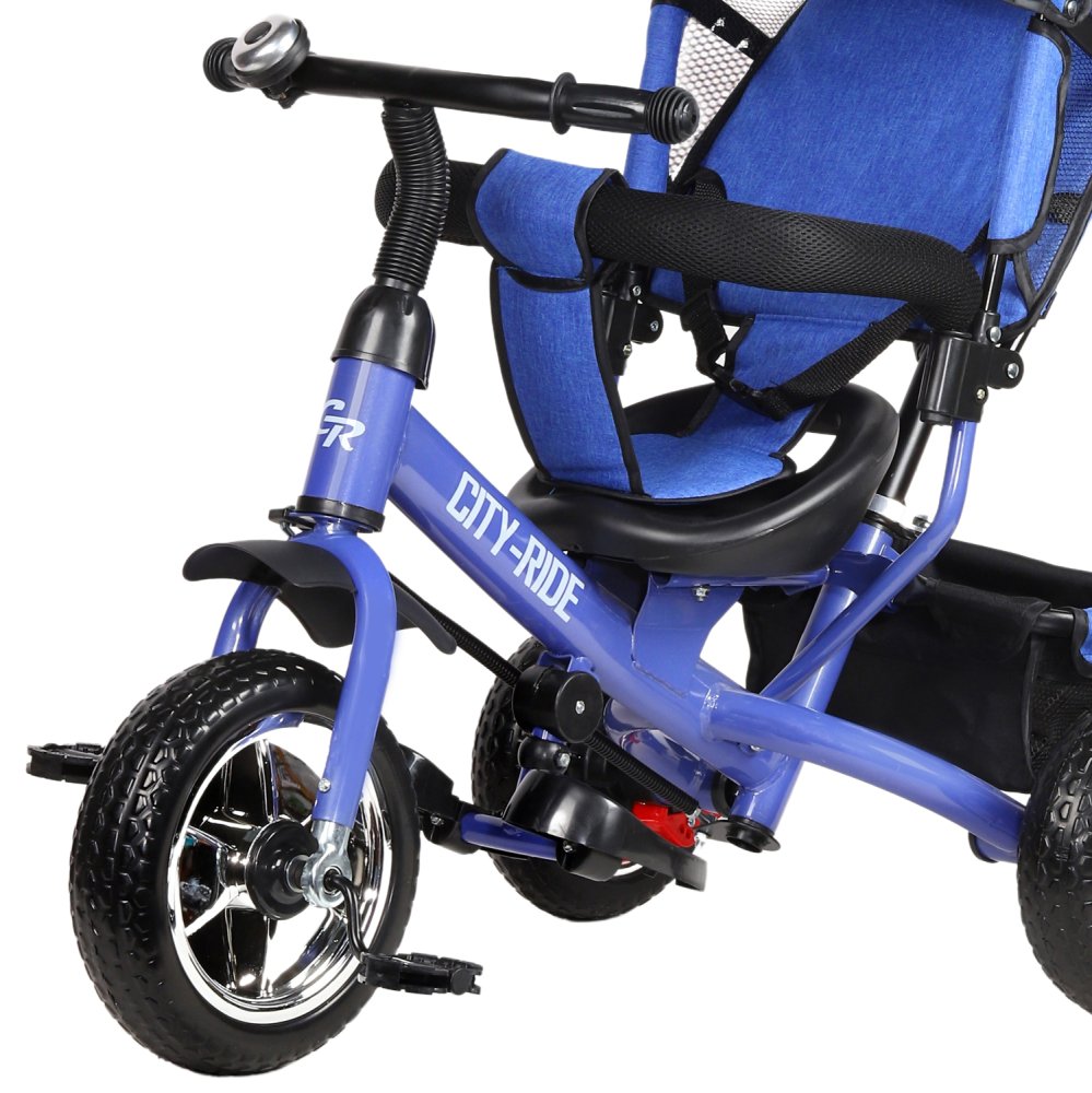 Велосипед City-Ride 3-х кол., синий, колеса пластик 10/8,сиденье не поворот,бампер,багаж
