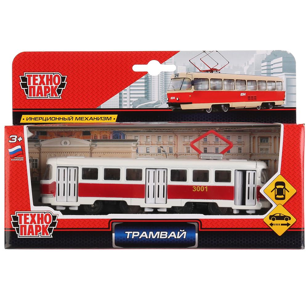 Трамвай метал. Технопарк 16,5 см, двери, инерц., кор 279801