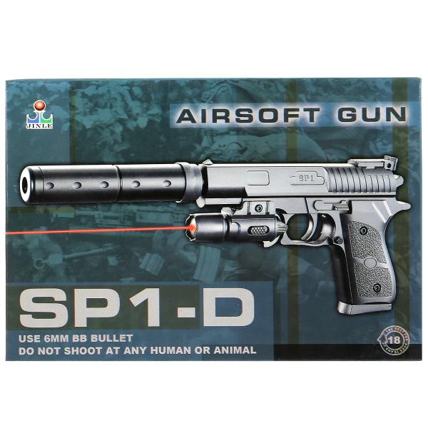 Пистолет с лазер. прицелом, с глушителем SP1-D в кор. 284902