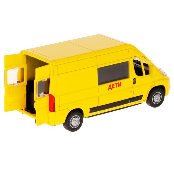 Машина метал. Технопарк Citroen Jumper Дети 14 см, двери, багаж, инерц, желтый, кор 329854