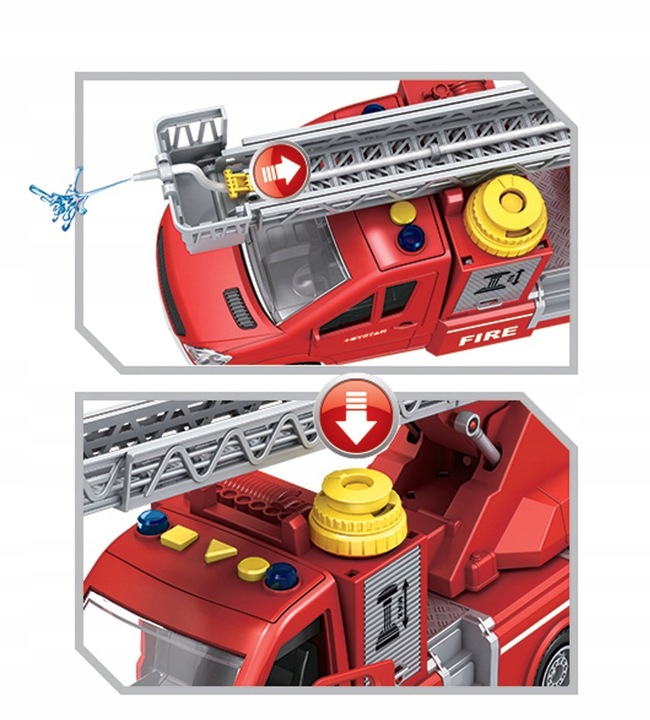 Машина инерционная Пожарная стреляет водой, свет и звук 33,5*13*18