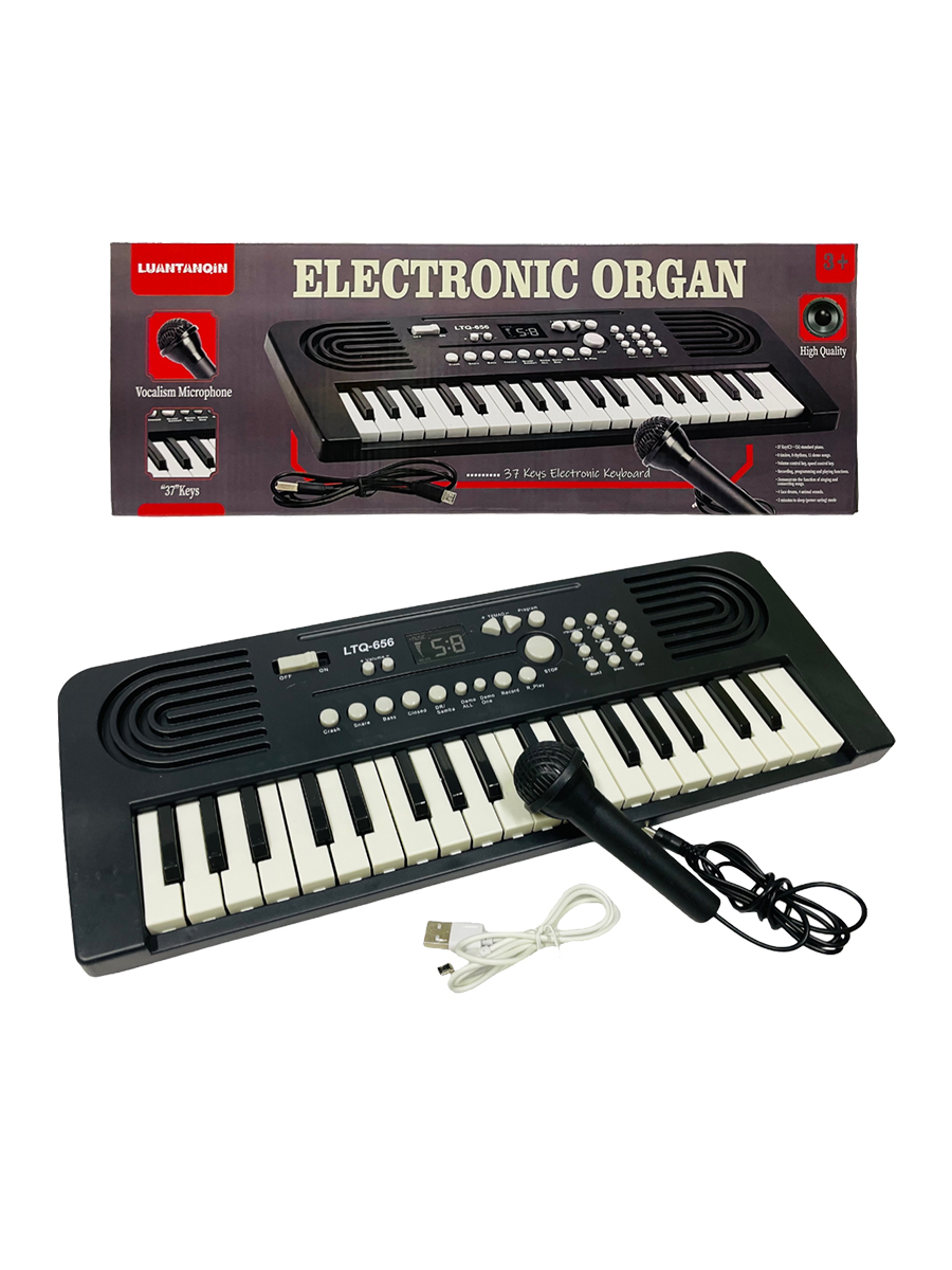 Пианино от сети с микрофоном 37 клавиш (USB кабель без блока) LTQ-656 в кор. 340223