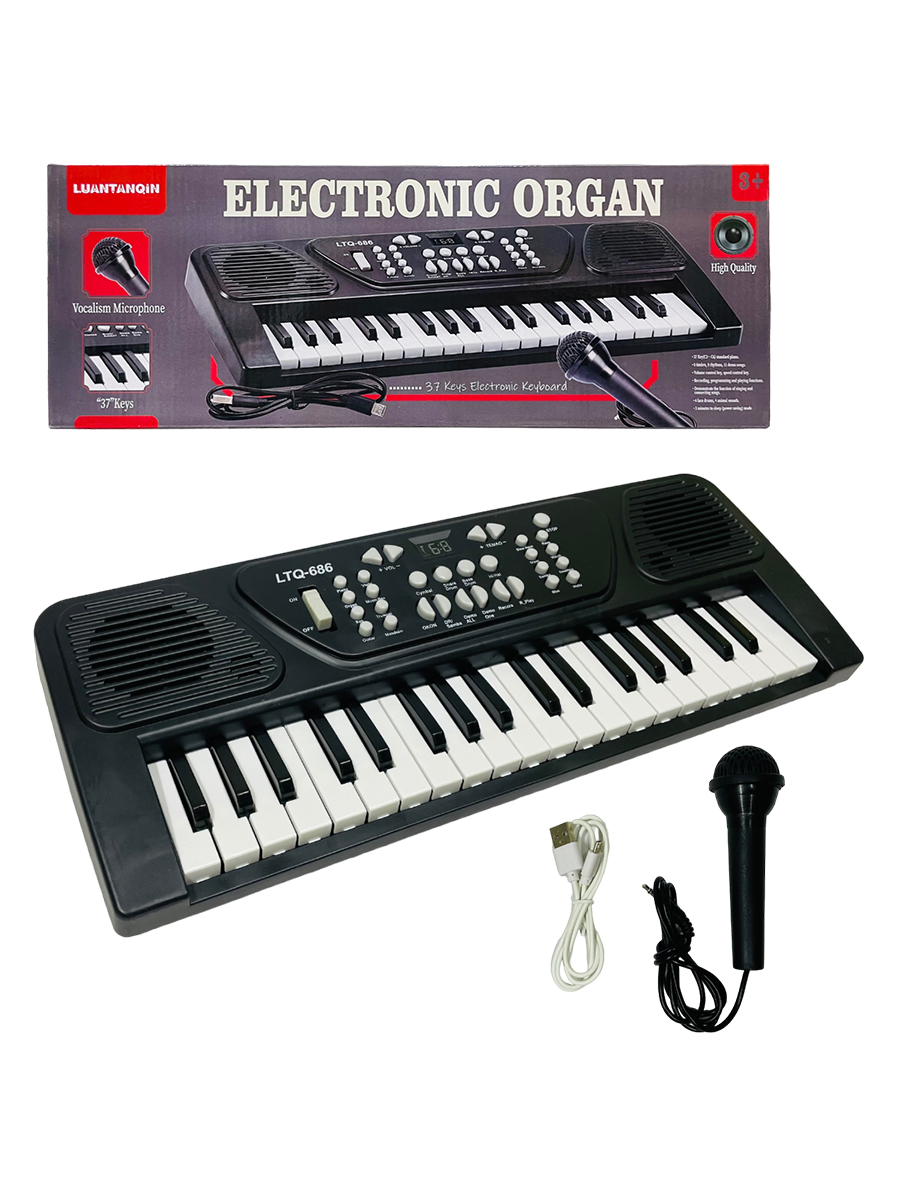 Пианино от сети с микрофоном 37 клавиш (USB кабель без блока) LTQ-686 в кор. 340224