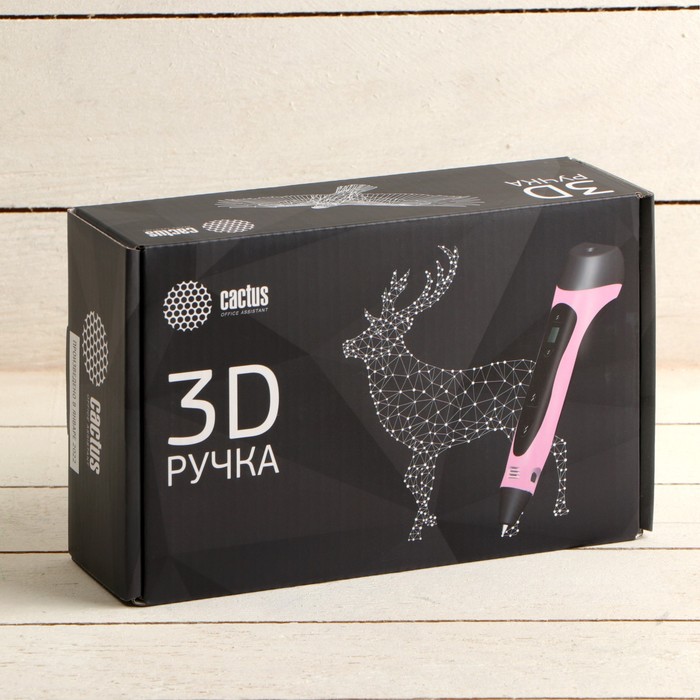 3D ручка Cactus (CS-3D-PEN-C-PN), ABS и PLA, пластик в комплекте, розовая