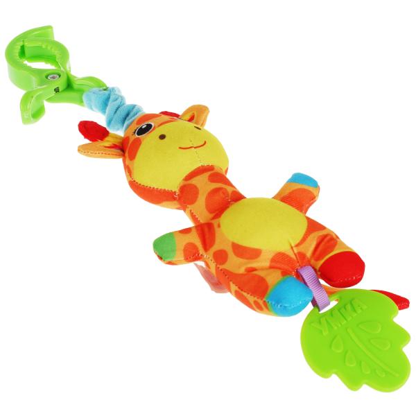 Текстильная игрушка погремушка жирафик на блистере Умка 341391