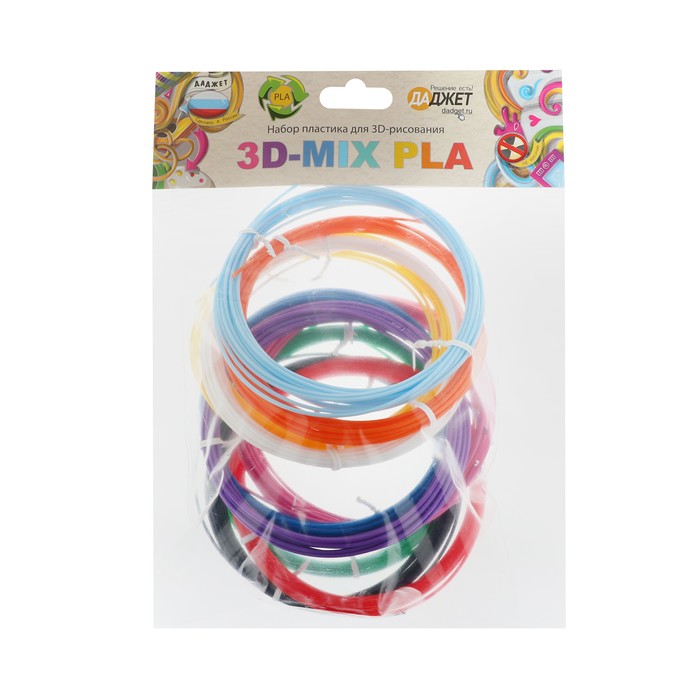 Пластик 3D-Mix PLA для 3D ручки 10 цв по 5 м
