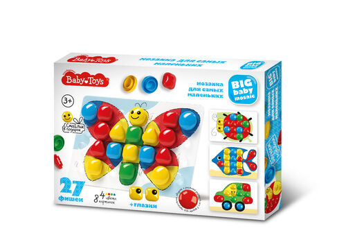 Мозаика для самых маленьких Бабочка d 40/4 цв (27 эл) Baby Toys